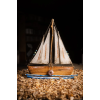 Olive wooden boat with 4 sails white colour