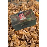 Colorful Small Jewelry Box with House Green