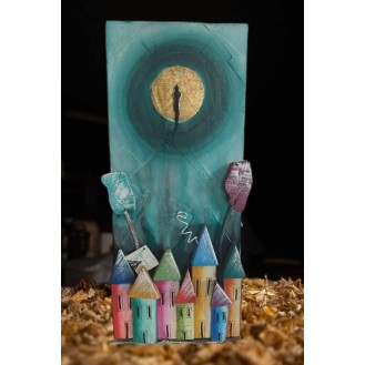 Wooden Colored Clock Turquoise