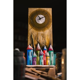 Wooden Colored Clock Ochre
