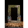 Colored Vertical Wooden Mirror with Houses Green