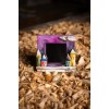 Colored Square Wooden Mirror with Houses Magenta